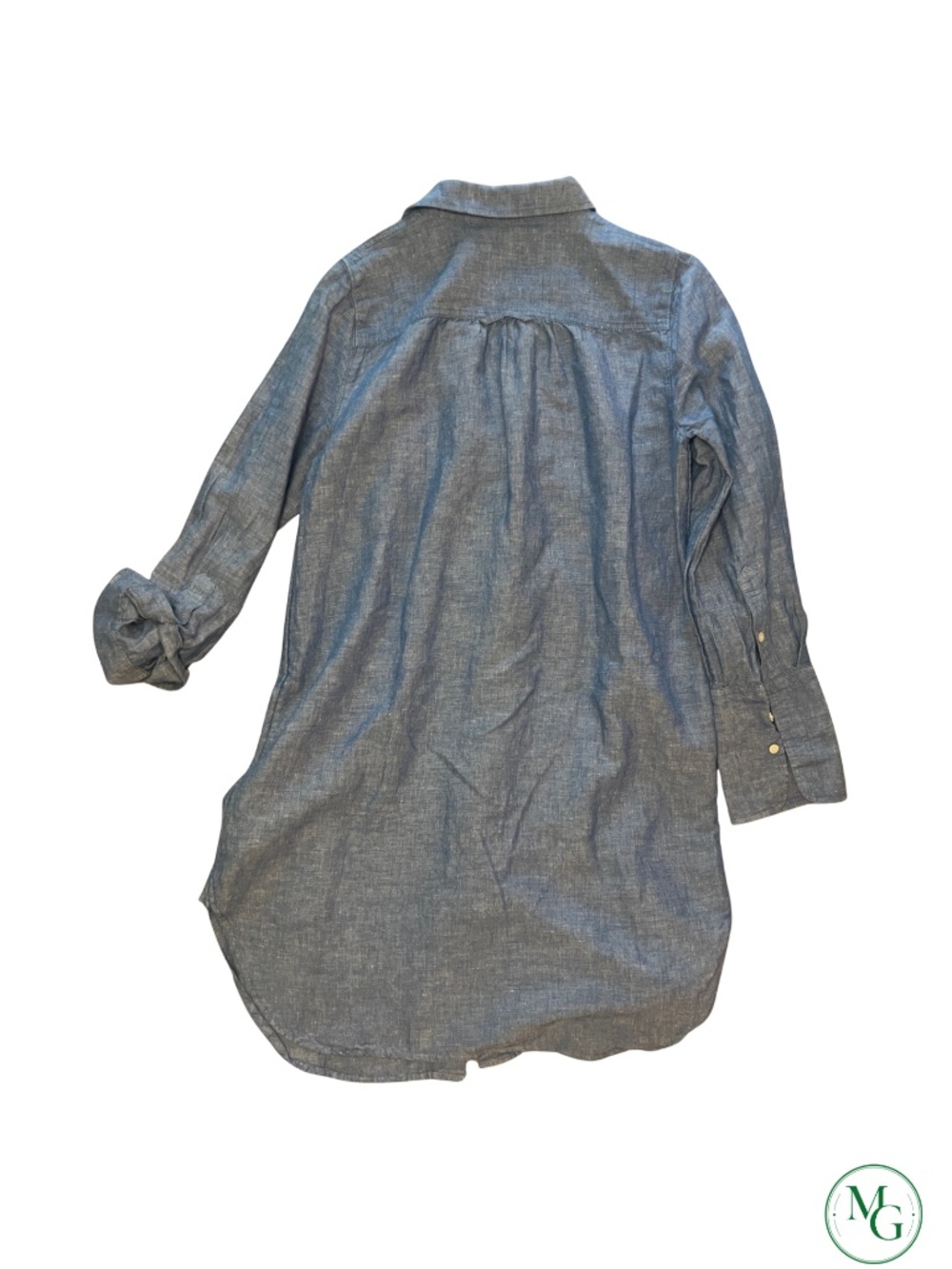 J. Crew Beachwear Linen Cotton Shirt Dress Cover Up Blue Small - Picture 4 of 4